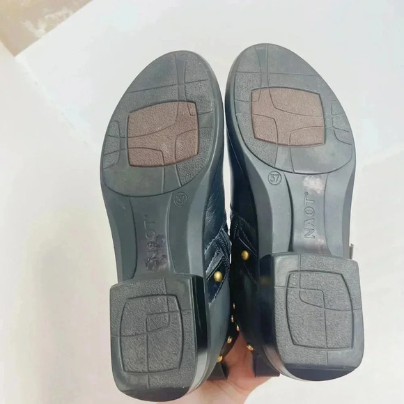 Naot Taku Black Leather Western Boots Gold Studs Aura Collection Size 37 - Picture 8 of 10